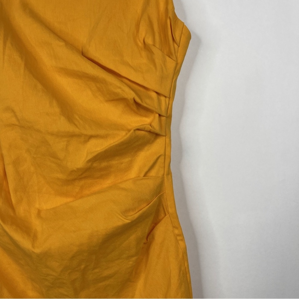 ZARA Linen Blend Draped Mini Dress Tangerine Size XS - Picture 8 of 13